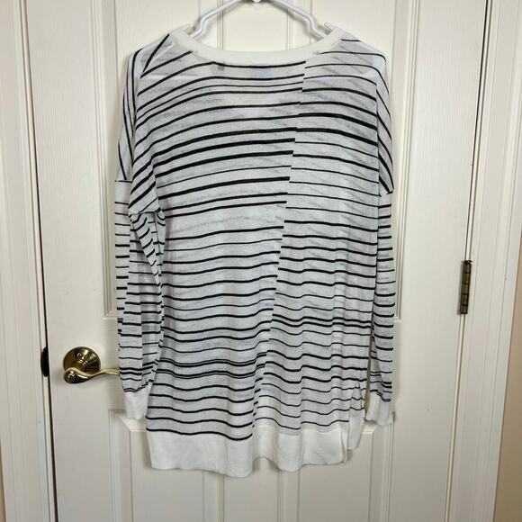 Cabi Captain Black and White Asymmetrical Stripe Tunic Long Sleeve Top Small EUC - Picture 2 of 9